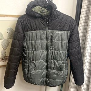 Eddie Bauer Kids Deer Harbor Reversible Hooded Jacket Dark Green/Black/Camo, Lg